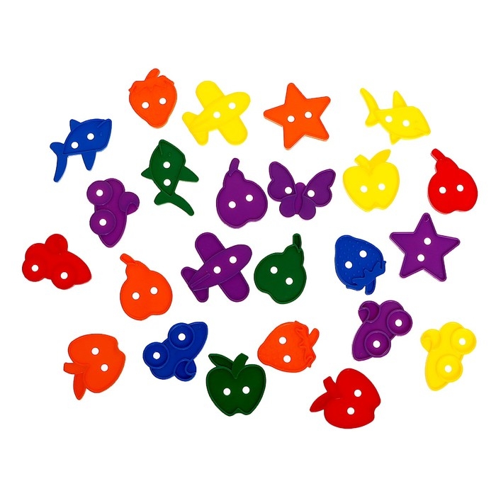 Шнуровка &laquo;Весёлые фигурки&raquo; в банке, 24 штуки, МИКС, по методике Монтессори