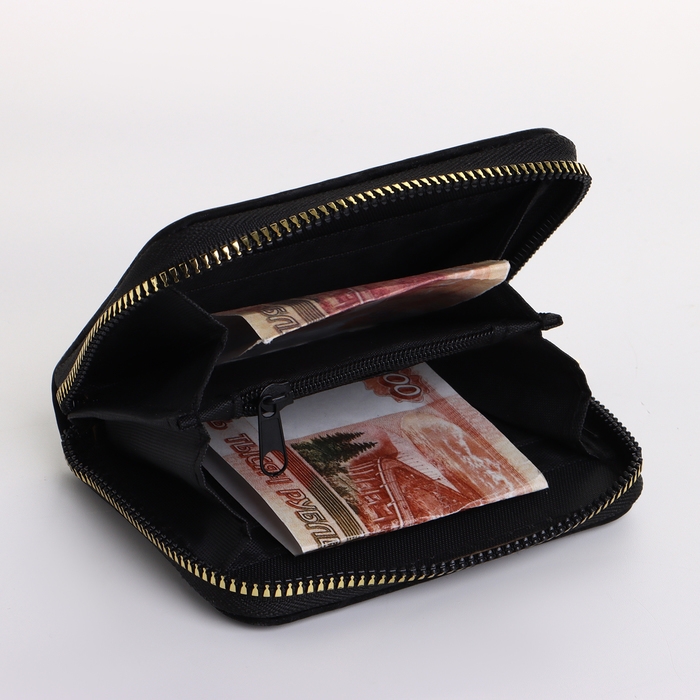 Кошелёк женский на молнии, цвет чёрный Кошелёк женский на молнии, цвет чёрный