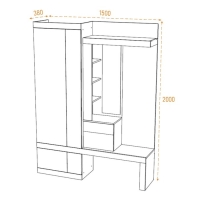 Прихожая Дуэт, 1500х380х2000, Дуб венге/Белый глянец