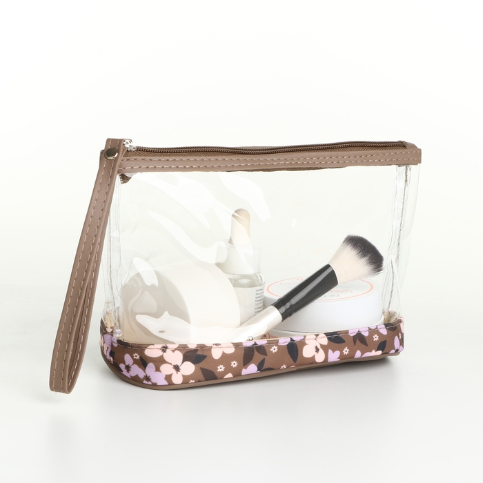 Набор косметичек 2 в 1 на молнии, цвет коричневый