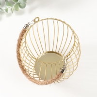 Подсвечник металл, текстиль на 1 свечу "Корзина" d=10 см бронза 15х15х17 см Подсвечник металл, текстиль на 1 свечу "Корзина" d=10 см бронза 15х15х17 см