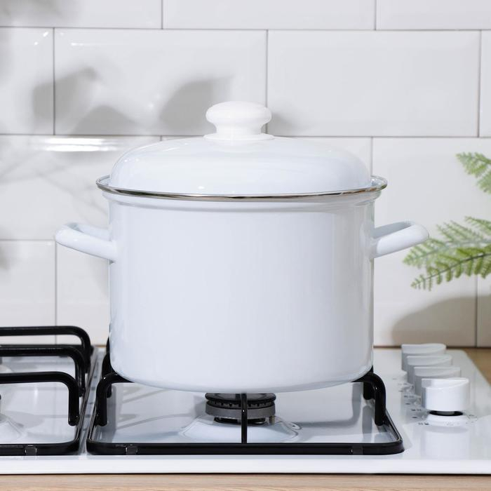 Кастрюля эмалированная без деколи, 4,5 л, эмалированная крышка, индукция, цвет белый Кастрюля эмалированная без деколи, 4,5 л, эмалированная крышка, индукция, цвет белый