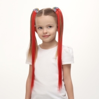 Набор накладных локонов &laquo;РАДУГА&raquo;, прямой волос, на заколке, 2 шт, 50 см, цвет красный/МИКС