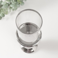 Подсвечник керамика, стекло на 1 свечу "Виток" d=7,5 см серебро 9,5х9,5х32 см