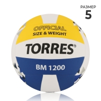 Волейбольный мяч TORRES BM1200, V42035, клееный, 18 панелей, р. 5, microfiber PU