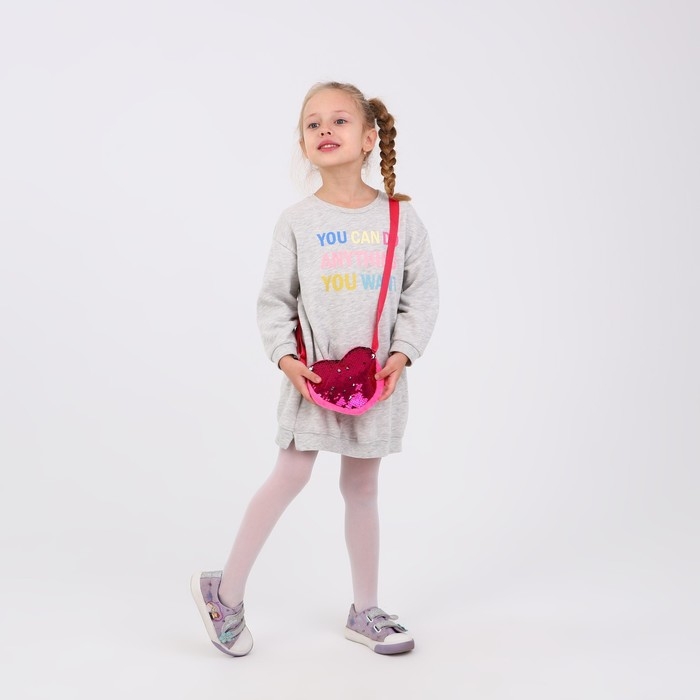 Сумка детская для девочки, с пайетками, сердце, 17 х 15 х 1 см, цвет ярко- розовый