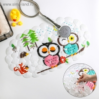 Коврик противоскользящий в ванну на присосках Доляна «Совы», 37×68 см Коврик противоскользящий в ванну на присосках Доляна «Совы», 37×68 см