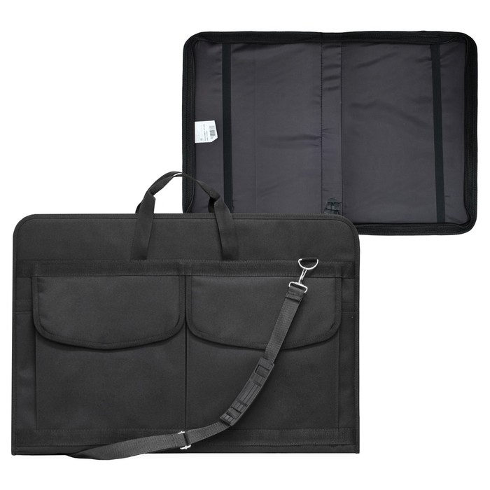 Папка для чертежей и рисунков А2, 640 х 450 х 30 мм, с ручками, текстильная, Estado, 3 кармана, цвет чёрный, Папка для чертежей и рисунков А2, 640 х 450 х 30 мм, с ручками, текстильная, Estado, 3 кармана, цвет чёрный,