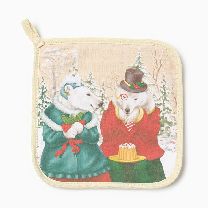 Новый год. Набор кухонный &laquo;Зимнее волшебство&raquo; варежка-прих.20х28см, прихватка 19х19,100% хл,ватин 250г/м2