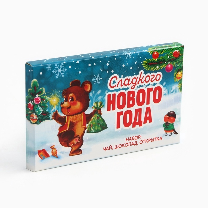 Подарочный набор новогодний &laquo;Мишка&raquo;: чай, шоколад, открытка