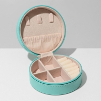 Органайзер для хранения украшений &laquo;Шкатулка портативная круг&raquo;, 9,8&times;9,8&times;4,5 см, цвет голубой