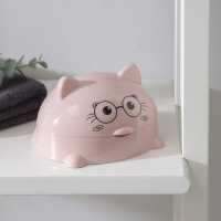 Мыльница с крышкой &laquo;Котейка&raquo;, пластик, 11,5&times;11&times;8 см, цвет МИКС