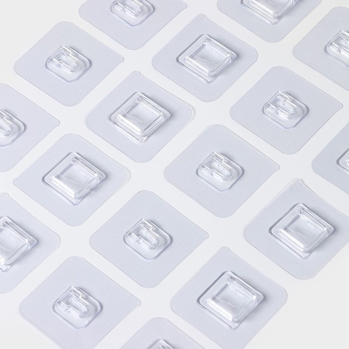 Крючки держатели двойные самоклеящиеся, набор 10 пар, 5,7&times;5,7&times;1см, цвет прозрачный