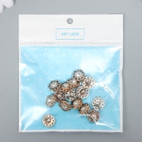 Пуговицы пластик для творчества на ножке "Цветок со стразой" набор 15 шт золото 1,2х1,2 см