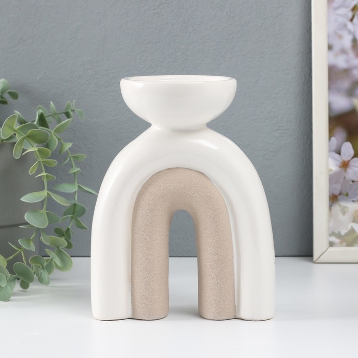 Подсвечник керамика на 1 свечу Подсвечник керамика на 1 свечу "Медуза" песочно-белый 13,5х8,7х18 см