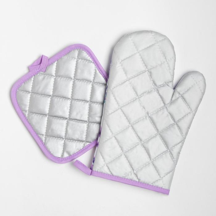 Кухонный набор Доляна &laquo;Романтика&raquo;, прихватка 17*17 см, рукавица 26*16 см,100% п/э