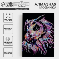 Алмазная мозаика с частичным заполнением на картонной основе «Сова», 21 х 30 см Алмазная мозаика с частичным заполнением на картонной основе «Сова», 21 х 30 см