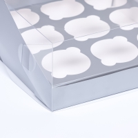 Коробка для 9 капкейков 23,5 х 23,5 х 10 , Серебро