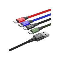 Кабель Baseus, 4 в 1, microUSB/2 Lightning/Type-C, 3.5 A, 1.2 м, чёрный Кабель Baseus, 4 в 1, microUSB/2 Lightning/Type-C, 3.5 A, 1.2 м, чёрный