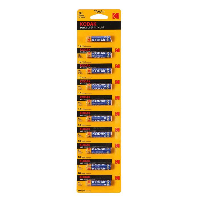 Батарейка алкалиновая Kodak Max, AAA, LR03-10BL, 1.5В, отрывной блистер, 10 шт. Батарейка алкалиновая Kodak Max, AAA, LR03-10BL, 1.5В, отрывной блистер, 10 шт.