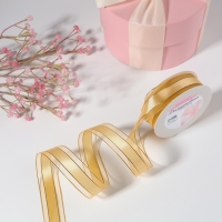 Лента декоративная, капроновая/атласная, с люрексом, 25 мм, 18 &plusmn; 1 м, цвет золотой