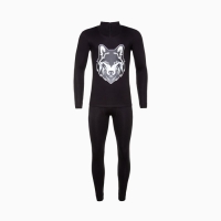 Термобельё мужское НАЧЁС (фуфайка, кальсоны) принт волк, цвет чёрный, размер 56 Термобельё мужское НАЧЁС (фуфайка, кальсоны) принт волк, цвет чёрный, размер 56