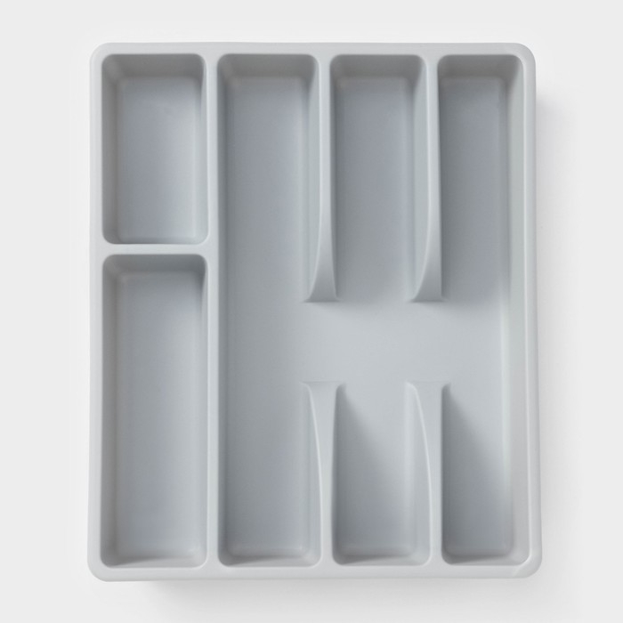 Лоток для столовых приборов, 5 отделений, 25,5&times;30,7&times;4,6 см, цвет серый