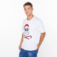 Футболка мужская новогодняя «Дед мороз», цвет белый, размер 56 Футболка мужская новогодняя «Дед мороз», цвет белый, размер 56