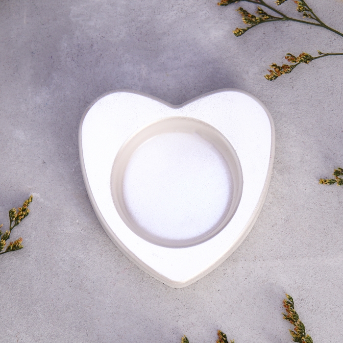 Подсвечник Подсвечник "Сердце малое. Мрамор" из гипса,7х3см,белый перламутр