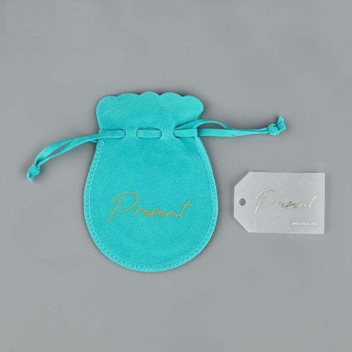 Мешок замшевый  &laquo;Подарок&raquo;, тиффани, тиснение, 9 &times; 12 см