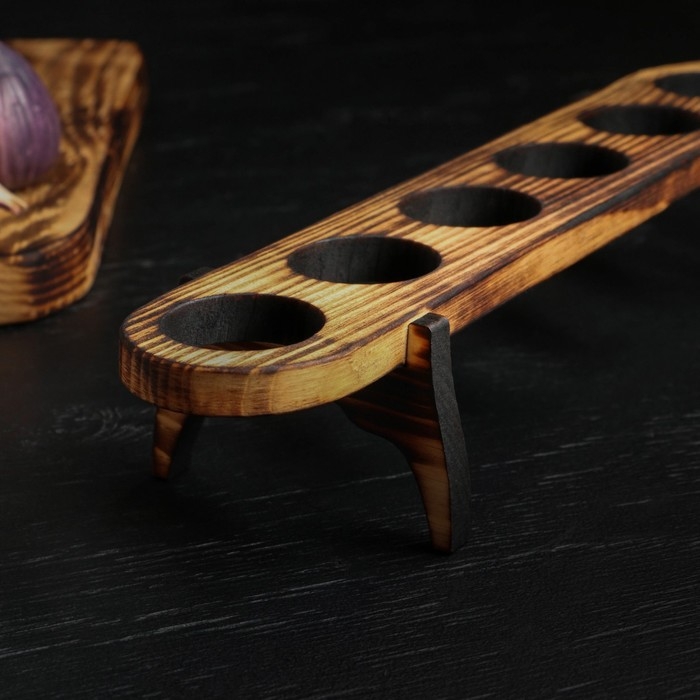 Доска деревянная для подачи шотов Wild Kitchen, 45.5&times;6.5&times;6 см, в обжиге, цельный кедр