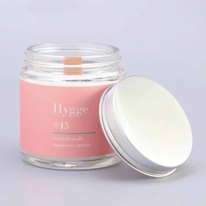 Свеча ароматическая Свеча ароматическая "Hygge" #15 Сандаловое дерево, соевый воск, в банке, 90 г