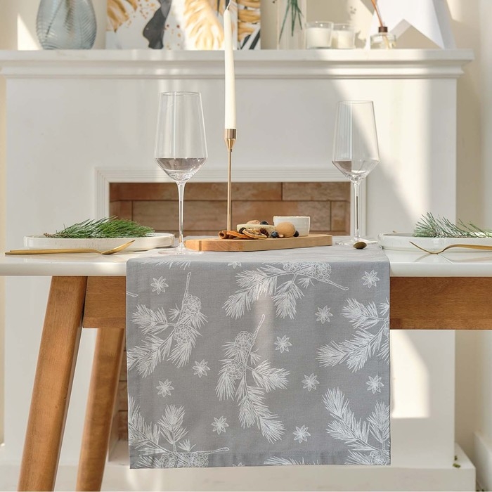 Дорожка Этель &laquo;Серебряные ветки&raquo;, 40х149 см, саржа 190 г/м2