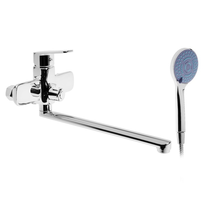 Смеситель для ванны ZEIN Z3847, однорычажный, излив 30 см, душевой набор, лейка 5 реж, хром Смеситель для ванны ZEIN Z3847, однорычажный, излив 30 см, душевой набор, лейка 5 реж, хром