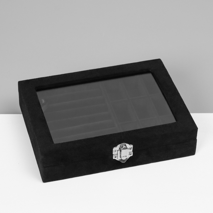 Подставка для украшений &laquo;Шкатулка&raquo;, 8 полос, 9 ячеек, 20&times;15&times;4,5, цвет чёрный