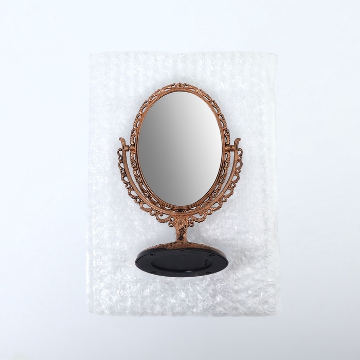 Зеркало настольное, двустороннее, с увеличением, зеркальная поверхность 8,5 &times; 12,1 см, цвет бронзовый
