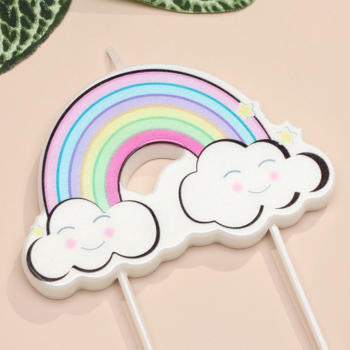 Свеча для торта Свеча для торта "Радужные облака", разноцветная