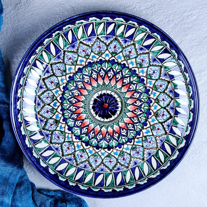 Ляган Риштанская Керамика Ляган Риштанская Керамика "Узоры", 28 см, синий