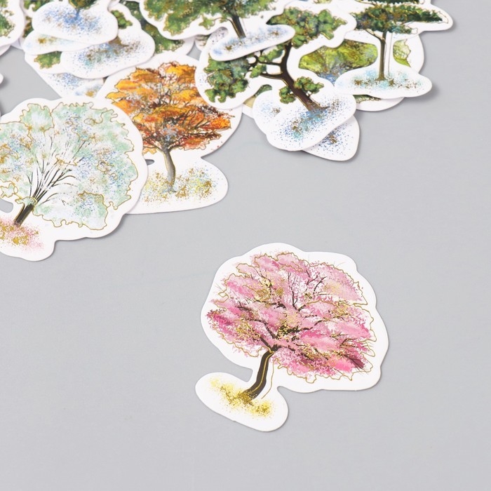 Наклейки для творчества Наклейки для творчества "Деревья" тиснение золото набор 48 шт 9х7х0,8 см