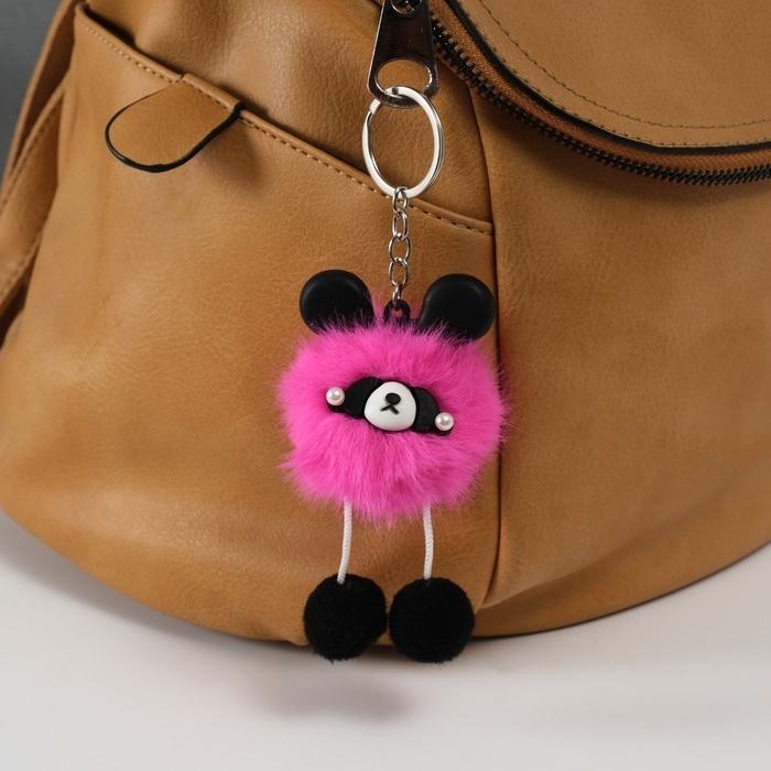 Пушистик на кольце Пушистик на кольце "Панда модник" розовый 9х6х6 см