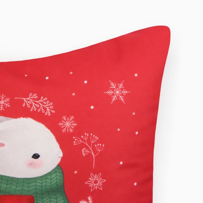 Новый год. Чехол на подушку Этель "Зайчик" 40*40 см, 100 п/э, велюр