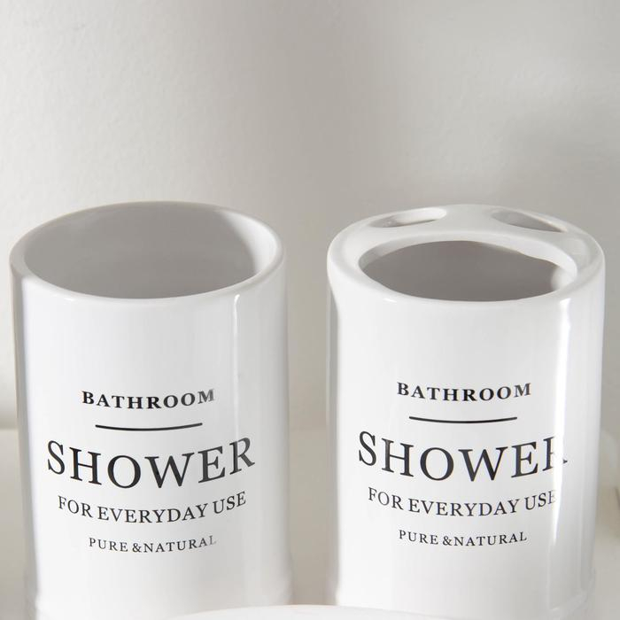 Набор аксессуаров для ванной комнаты &laquo;Лофт&raquo;, 4 предмета (мыльница, дозатор для мыла 440 мл, 2 стакана 320 мл), цвет белый