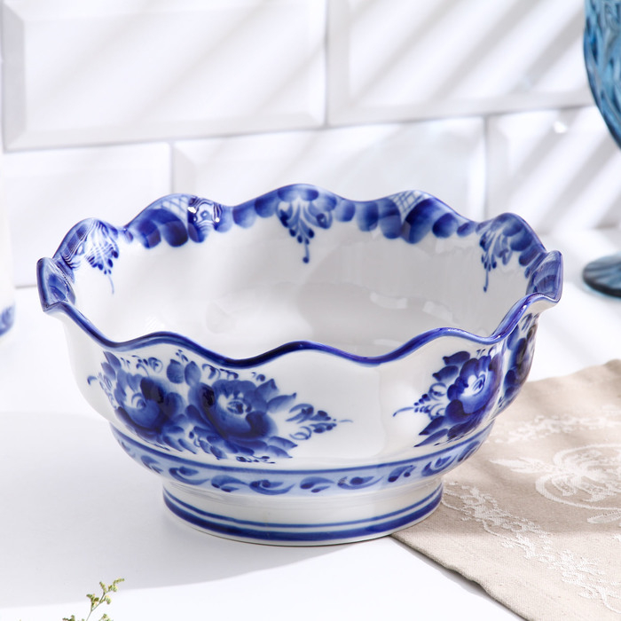 Салатник &laquo;Семья&raquo;, большой, 21&times;21&times;13 см, гжель