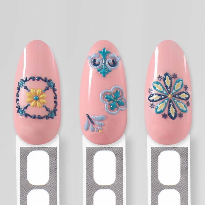 Наклейки для ногтей «Витраж», объёмные, цвет голубой/жёлтый/зелёный Наклейки для ногтей «Витраж», объёмные, цвет голубой/жёлтый/зелёный