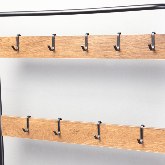 Прихожая София, с обувницей, с крючками, напольная, 1841×345×721 мм, Рустик Браун, Чёрный Прихожая София, с обувницей, с крючками, напольная, 1841×345×721 мм, Рустик Браун, Чёрный