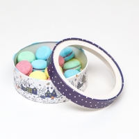 Коробка для макарун тубус с окном "С Новым годом" 21 х 21 х 7 см Коробка для макарун тубус с окном "С Новым годом" 21 х 21 х 7 см