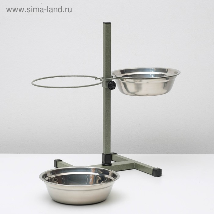Подставка с мисками, 2 х 2 л, высота 50 см, разборная, зелёная Подставка с мисками, 2 х 2 л, высота 50 см, разборная, зелёная