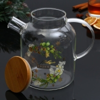 Чайник заварочный стеклянный с бамбуковой крышкой Дорого внимание &laquo;С Новым годом. Зимние истории&raquo;, 1700 мл