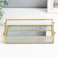 Подставка интерьерная стекло с зеркалом "Прямоугольник. Кора" с ручками 25,5х14х5 см Подставка интерьерная стекло с зеркалом "Прямоугольник. Кора" с ручками 25,5х14х5 см