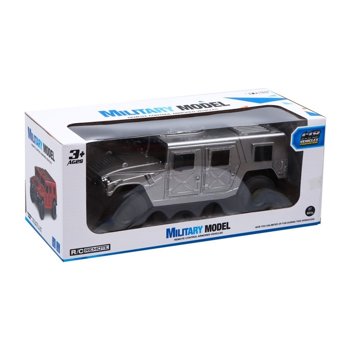 Джип радиоуправляемый &laquo;Хамер&raquo;, свет, работает от батареек, 1:18, цвет серый